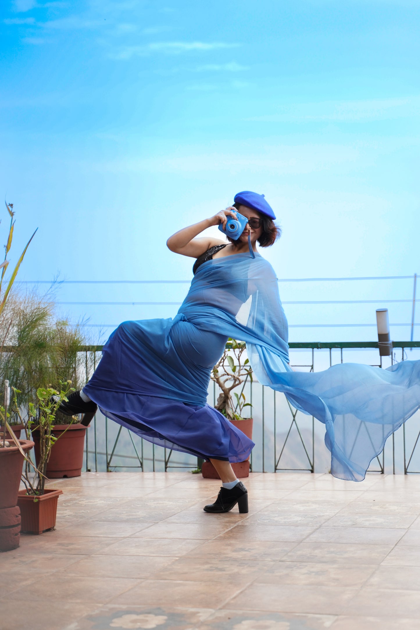 Blue Hour | Hand Dyed | Eco-Friendly | Chiffon Saree