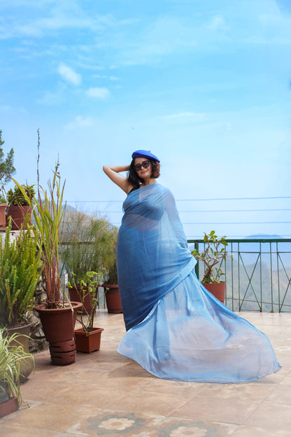 Blue Hour | Hand Dyed | Eco-Friendly | Chiffon Saree