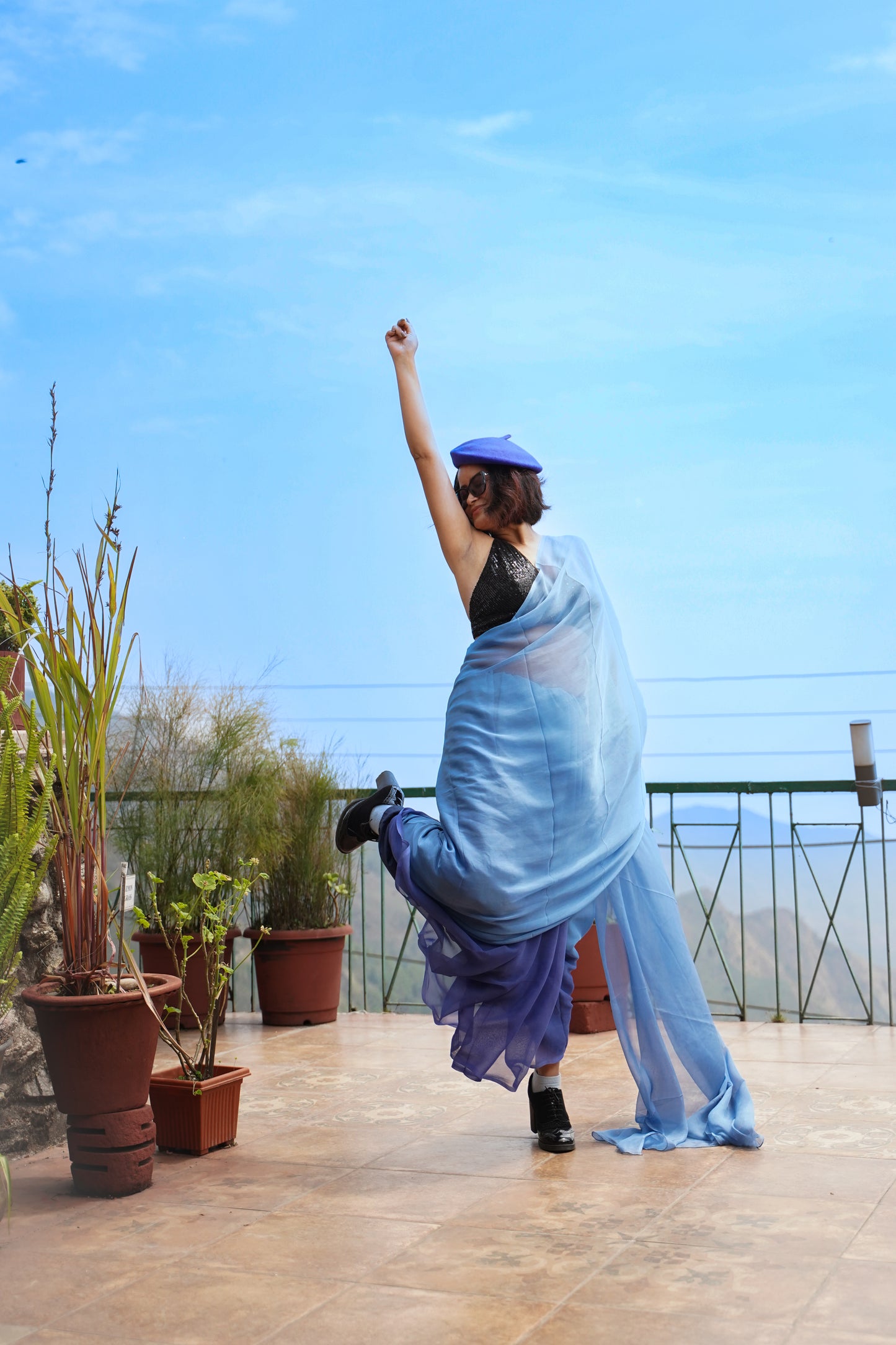 Blue Hour | Hand Dyed | Eco-Friendly | Chiffon Saree