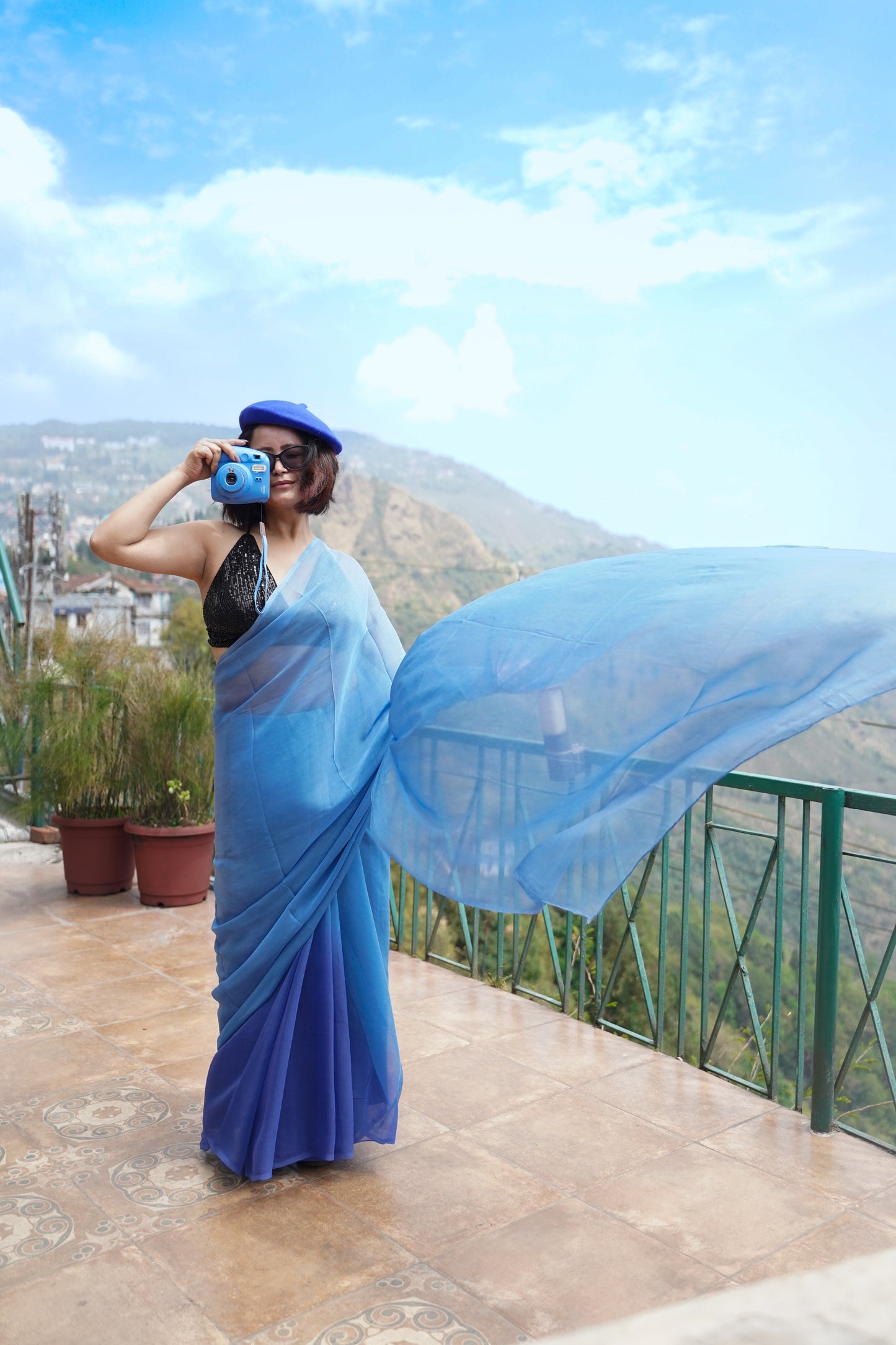 Blue Hour | Hand Dyed | Eco-Friendly | Chiffon Saree